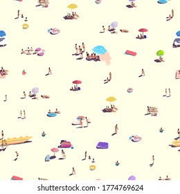 La playa de arena es perfecta para relajarse. Esbozo dibujado a mano. Ilustración vectorial.