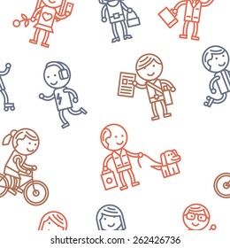 Seamless pattern with people. Vector illustration.