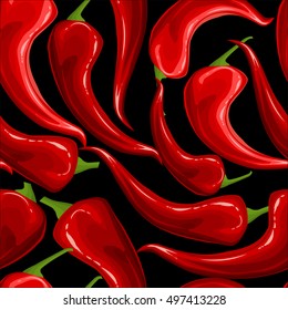 Seamless pattern Pepper chili seasoning. Vector illustration.