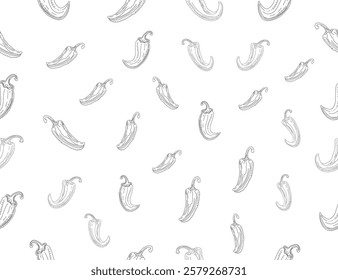 seamless pattern with peppers. chili seamless Background. vintage chili background. pepper pattern background. chili doodle pattern background. hot chili pattern