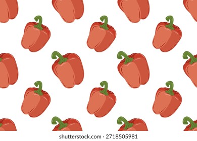 Patrón sin fisuras con pimientos. Verduras dibujadas a mano. Alimentación vegetariana con vitaminas para preparar platos deliciosos y saludables.