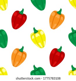Seamless pattern with peppers on a white background.