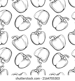 Seamless pattern with peppers on a white background