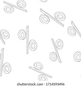 Patrón transparente con porcentajes sobre un fondo blanco.Estilo de doodle.Imagen en blanco y negro.Ilustración vectorial