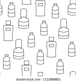 Seamless pattern with Perfume cosmetics nail polish
 bottles. Can use for design adult coloring book , scrap-booking, sites and perfume shops