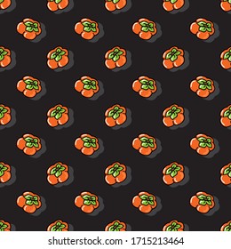 Seamless pattern with persimmon fruits. Hand drawn style. Vector illustration. Design element for fabric, banner, wallpaper, wrapping paper.