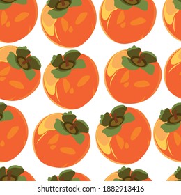 
seamless pattern with persimmon kaki. whole persimmon.