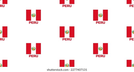 Patrón transparente de la bandera de estado de PERU.  Con la leyenda del nombre de país "PERU". 