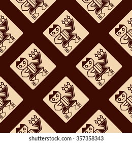 Seamless pattern with Peruvian Indians art and ethnic ornaments for your design