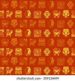 Seamless pattern with Peruvian Indians art and ethnic ornaments for your design