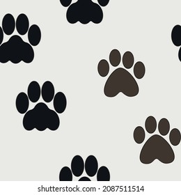 Seamless pattern with pet paw prints.