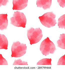 Seamless Pattern: Petals Of Pink Flowers. Watercolor.