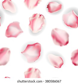 Seamless pattern from petals of roses on the isolated background. vector illustration.