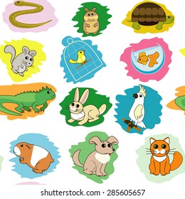 Seamless pattern with pets