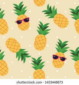 The seamless pattern pf pineapple wear sunglasses in flat vector. Illustration about pineapple
for background, graphic,content , banner, sticker.