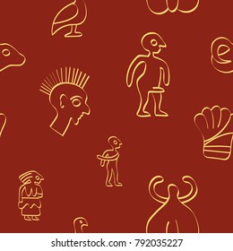 Seamless pattern with Phaistos disc signs for your design