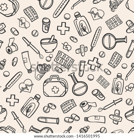 seamless pattern pharmacology medicine background doodle sketch wallpaper chemistry lab