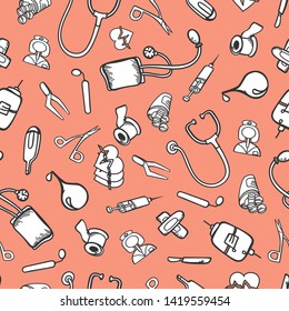 seamless pattern pharmacy medicine black and white elements sketch equipment background pills