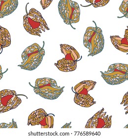 Seamless pattern with  Phisalis flowers, colorful vector.
Can be used for printing on paper, suitable for festive invitat,for background, textiles, office