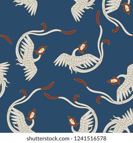 Seamless pattern with phoenix birds. Traditional Chinese motif. 