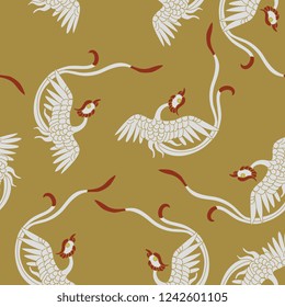 Seamless pattern with phoenix birds. Traditional Chinese motif. 