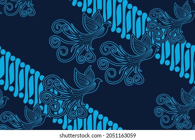Seamless pattern with phoenix vector Illustration, Indonesian batik motif