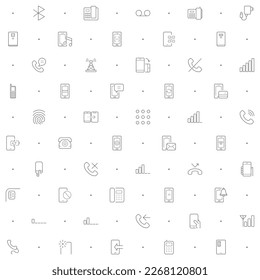 Seamless pattern with phone icon on white background. Included the icons as telephone, mobile, call, device, cell, smartphone, cellular and design elements And Other Elements.