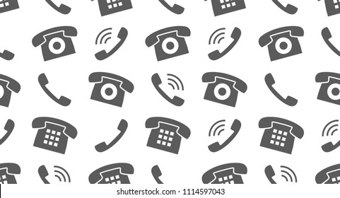 Seamless pattern with Phones. Monochrome style. isolated on white background