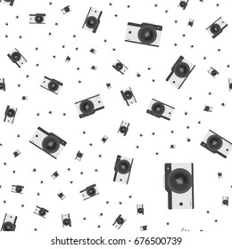 Seamless pattern Photo camera on white background. Flat vector illustration EPS 10