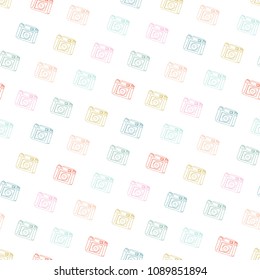 Seamless pattern of photo cameras.  Background illustration.