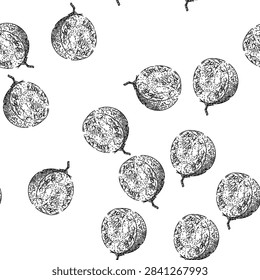 seamless pattern physalis nature berry hand drawn. fruit food, sweet healthy, orange fresh, exotic ripe, plant tasty physalis nature berry black sketch illustration
