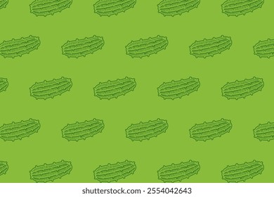 seamless pattern of pickles on green background. pickles line art vector seamless pattern background. hand drawn pickled cucumber seamless pattern. doodle green pickles vegetable pattern background.