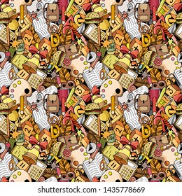 seamless pattern with a picture of school supplies