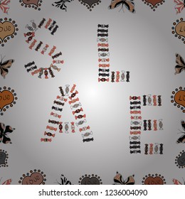 Seamless pattern. Picture in white, black and orange colors. Vector. Special Offer Sale Paper Tag, Banner, Poster or Flyer design on white, black and orange background, Creative.