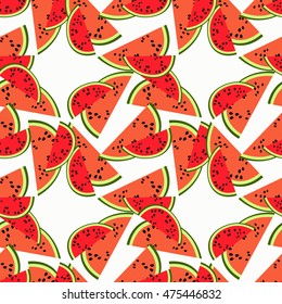 seamless pattern a piece of watermelon chaotic vector illustration