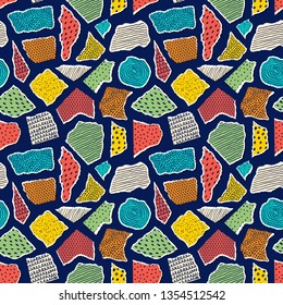 Seamless pattern with pieceis of paper on dark background.Surface pattern.