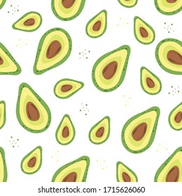 Seamless pattern with pieces of avocado. Vector illustration.