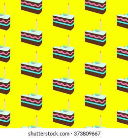 Seamless pattern with pieces of cakes