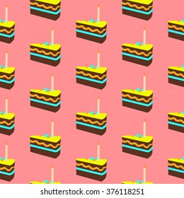 Seamless pattern with pieces of cakes. Vector Illustration.