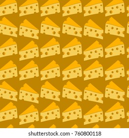 Seamless pattern with pieces of cheese in cartoon style. Vector illustration in eps 10.