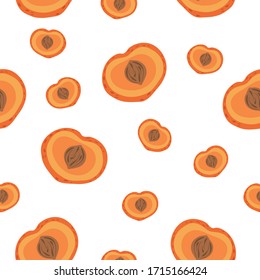 Seamless pattern with pieces of peach. Vector illustration.