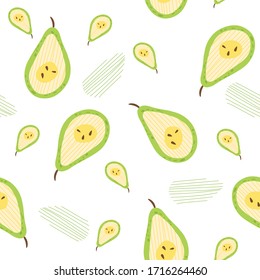 Seamless pattern with pieces of pear. Vector illustration.