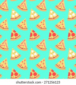 Seamless pattern with pieces of pizza. Vector texture