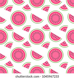 seamless pattern with pieces of sweeet watermelon