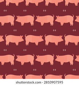 seamless pattern pig animal farm on red background vector wallpaper textile giftwrap fabric