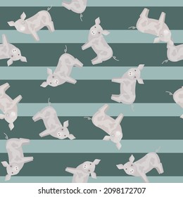 Seamless pattern of pig. Domestic animals on colorful background. Vector illustration for textile prints, fabric, banners, backdrops and wallpapers.