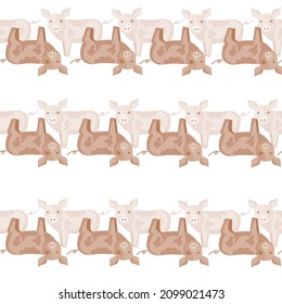 Seamless pattern of pig. Domestic animals on colorful background. Vector illustration for textile prints, fabric, banners, backdrops and wallpapers.