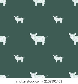 Seamless pattern of pig. Domestic animals on colorful background. Vector illustration for textile prints, fabric, banners, backdrops and wallpapers.