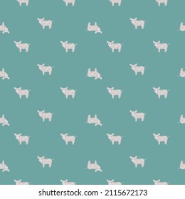 Seamless pattern of pig. Domestic animals on colorful background. Vector illustration for textile prints, fabric, banners, backdrops and wallpapers.