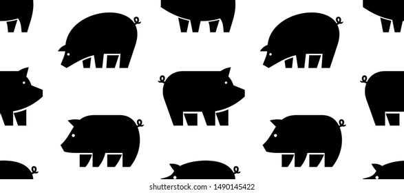 Seamless pattern with Pig logo. isolated on white background
